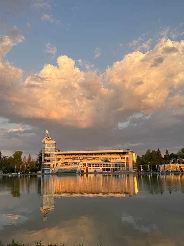 Plovdiv Rowing Canal reflections captured by witnesses during evening hour