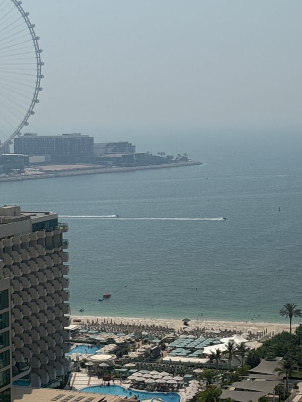 Aerial look at a Dubai beachfront resort near JBR