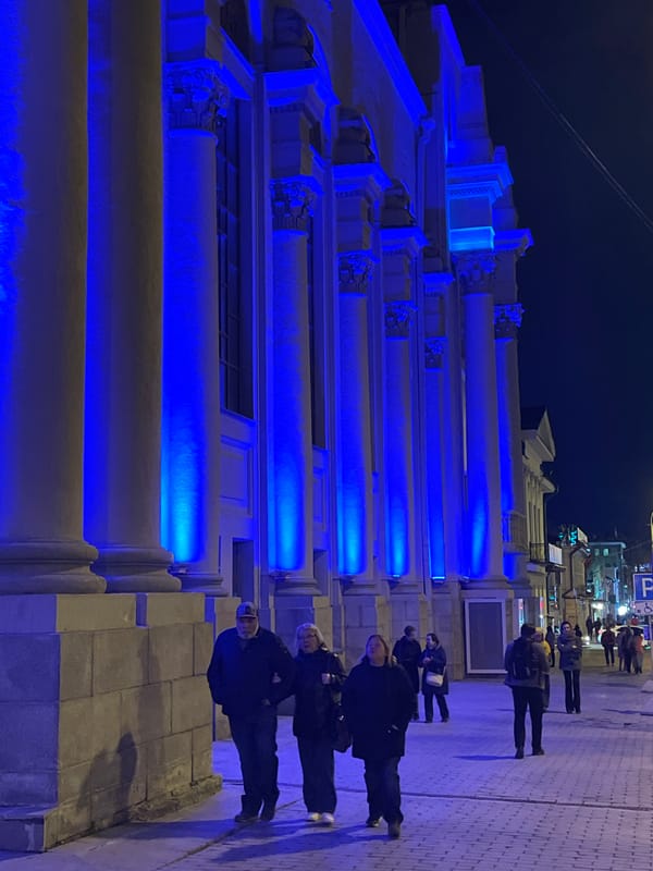 Evening scenes captured at university and indoor venue in Yekaterinburg