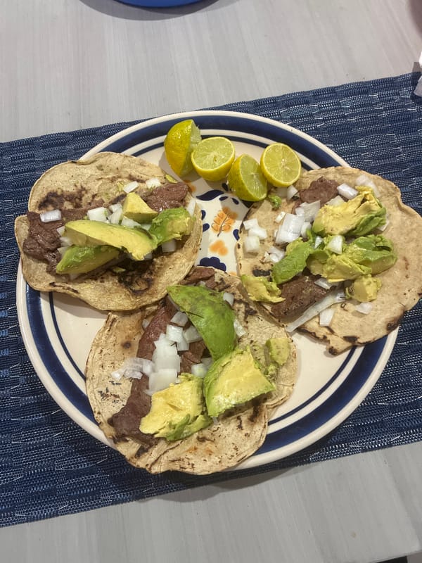 Tacos served on decorative plate in San Pedro Cholula