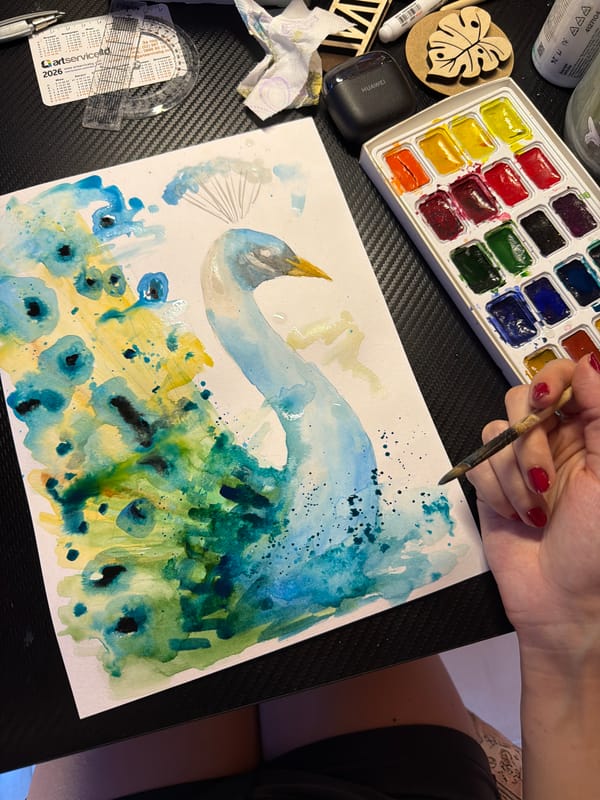 Watercolor session in Svilengrad: peacocks, butterflies, and bird sketches