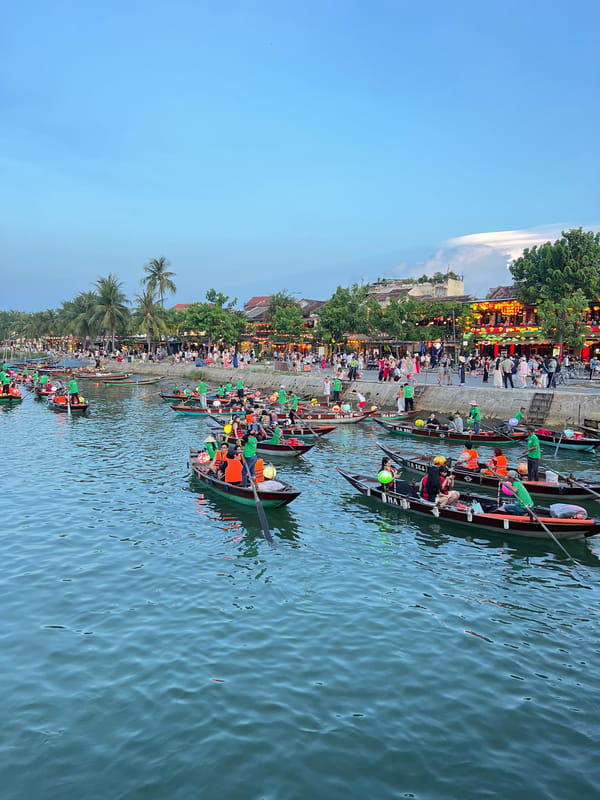 Hội An's ancient town streets and river at dusk