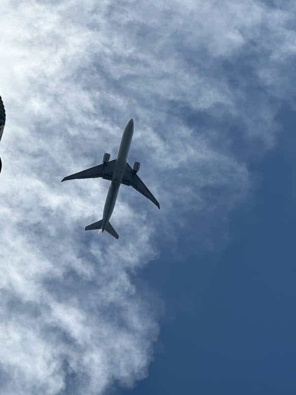 Commercial jet tracked from below over Miami Beach skies