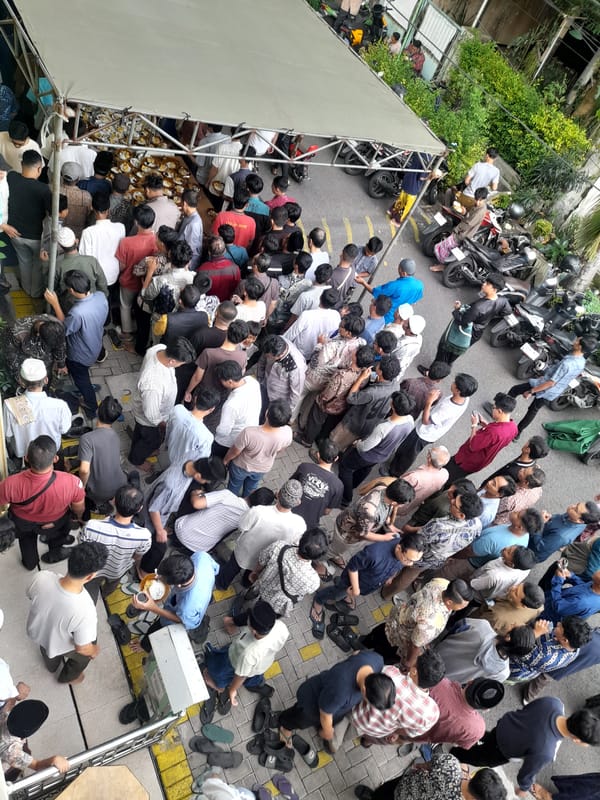 Morning prayer service documented at Surabaya mosque