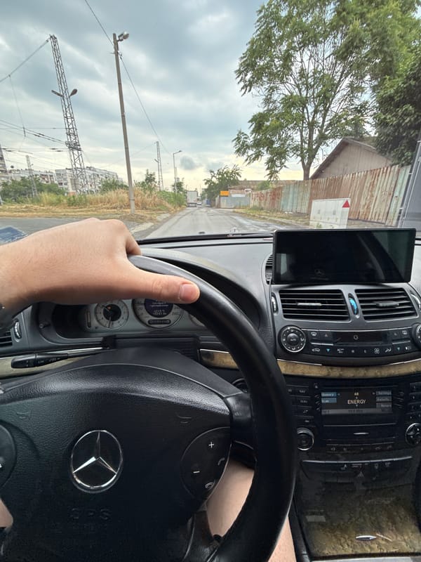 Early morning drive through Stara Zagora captured from Mercedes interior