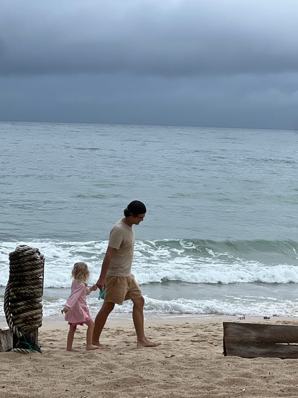 Laid-back tropical beach scene on a cloudy day