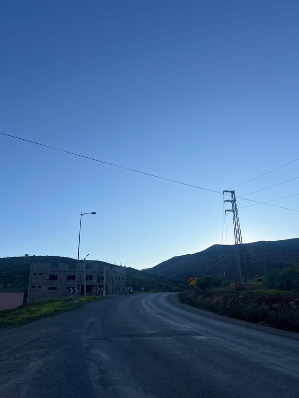 Rural infrastructure documented along mountain road in Morocco