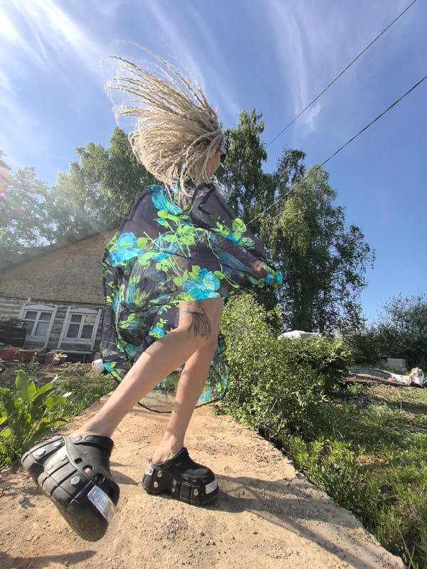 Woman photographed during outdoor activities in Noviy, Russia