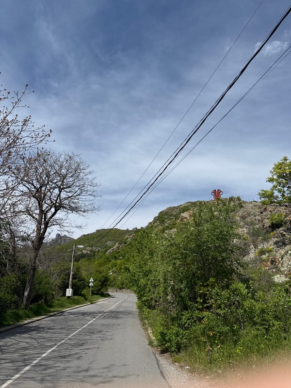 Mountain road documented in Sliven, Bulgaria
