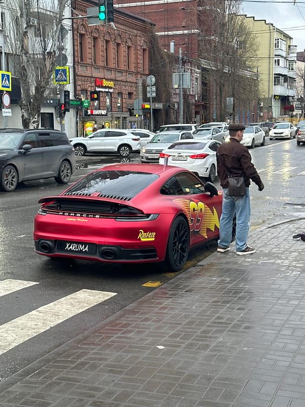 Easter displays and Lightning McQueen Porsche spotted in Rostov-on-Don
