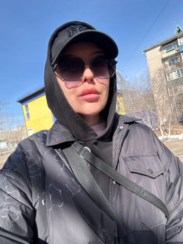 Sunny day documented in Borzya, Russia with selfies and dog walk