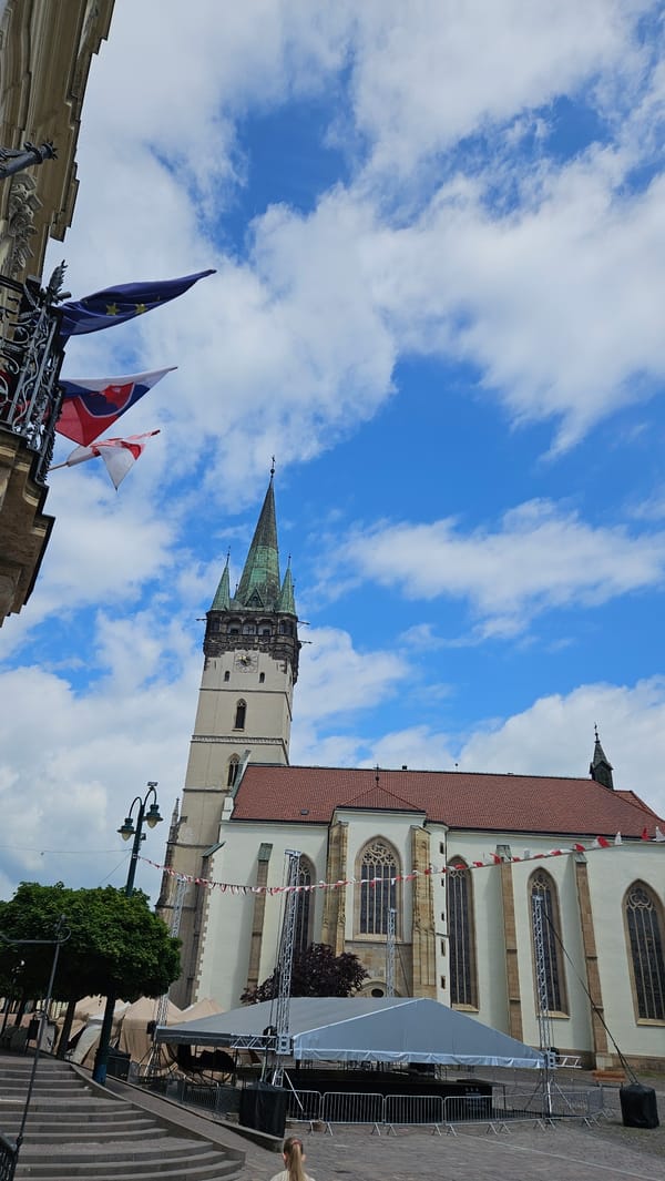 Morning street scenes and mascots documented in Prešov, Slovakia