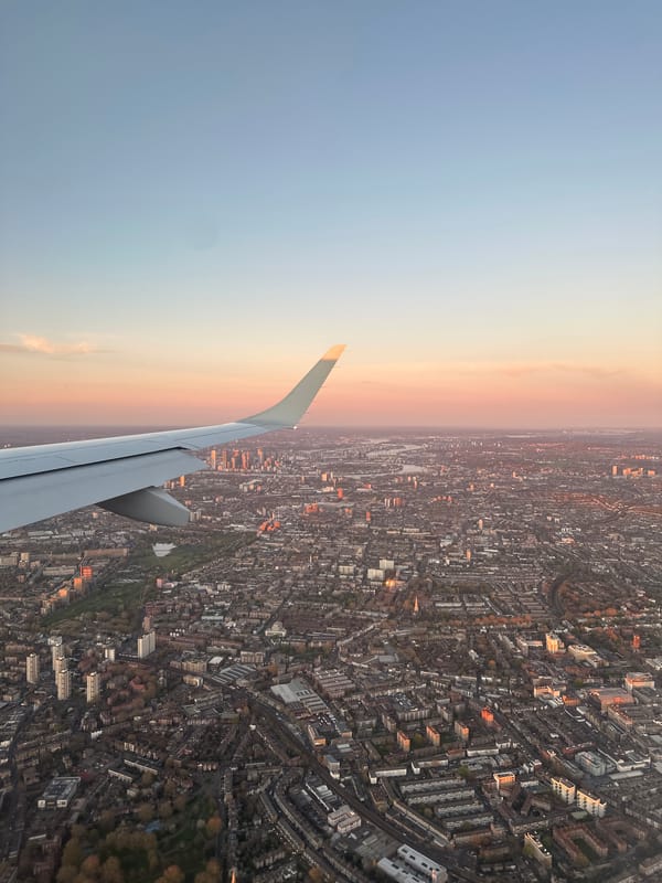Aerial view of London captured from aircraft window