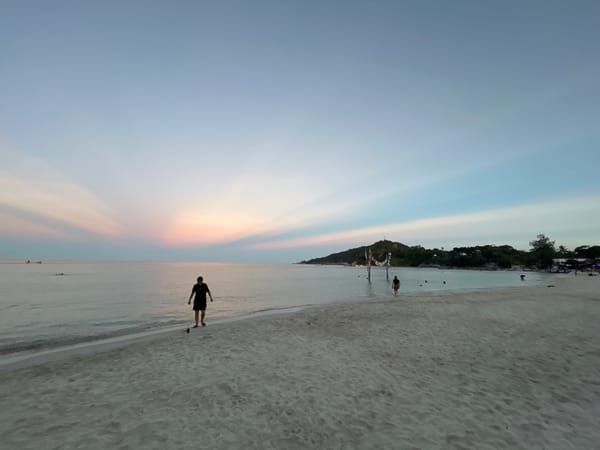 Peaceful sunset captured at Thai beach resort in Ban Tai