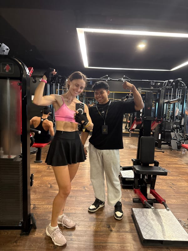 Workout sessions documented at Ubud gym facility