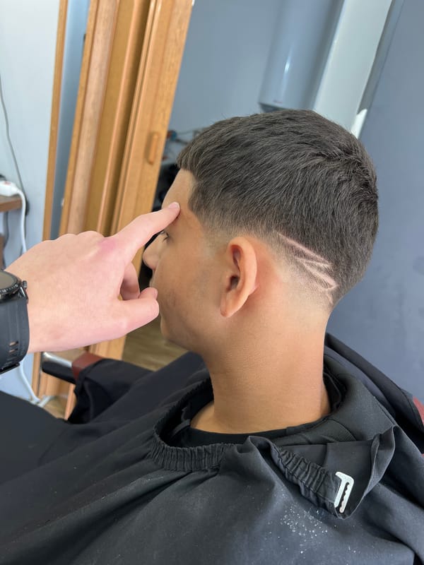 Person with styled haircut photographed in Kazanlak, Bulgaria
