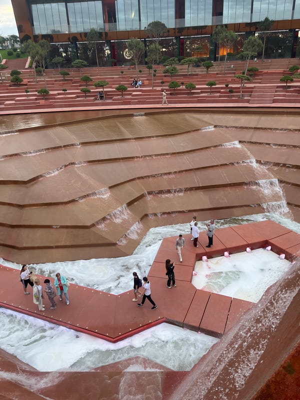 Visitors gather at Krasnodar's iconic terraced fountain park