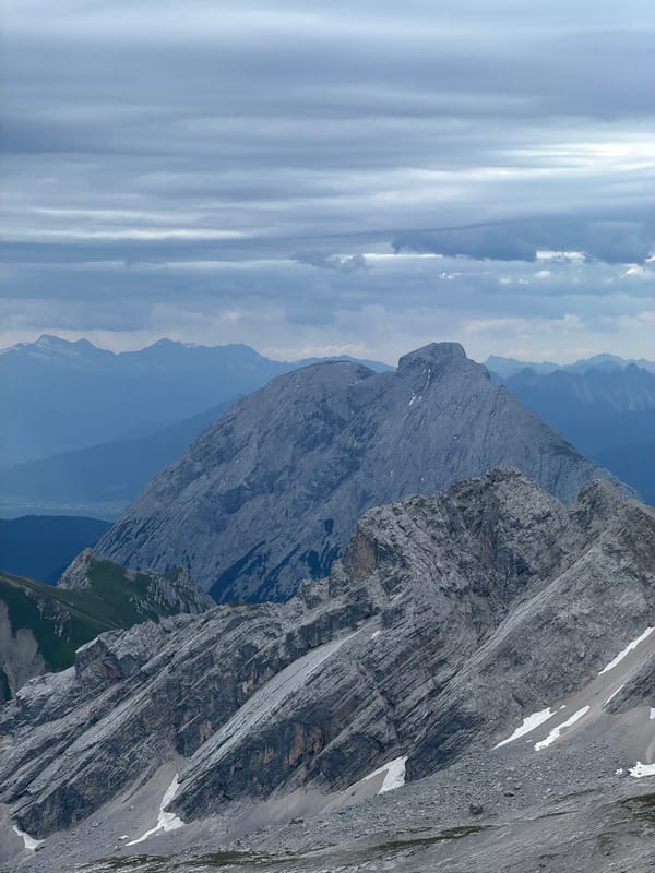 Rocky alpine slopes and snowfields near Garmisch-Partenkirchen