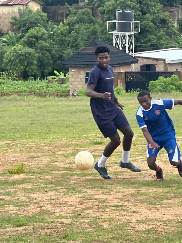 Pickup football in full swing on a Jos pitch