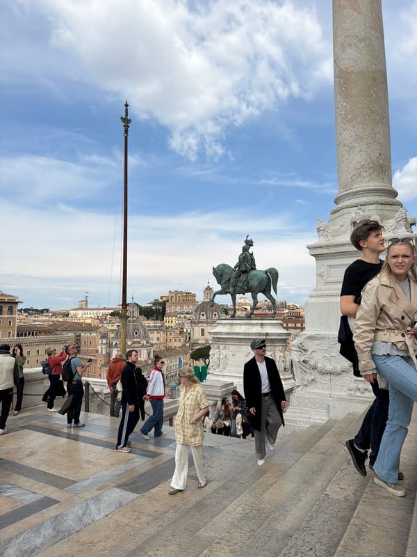 Tourists visit Rome's Altare della Patria monument