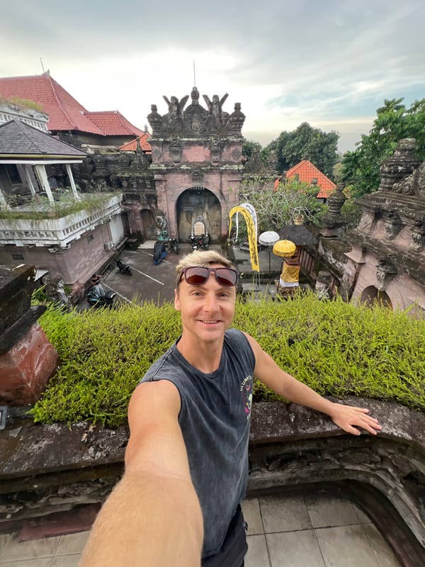 Tourist documents Balinese temples and village life in Celuk