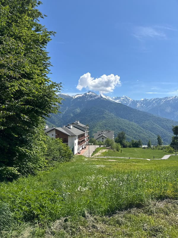 Summer scenes captured in Estosadok mountain resort under clear skies