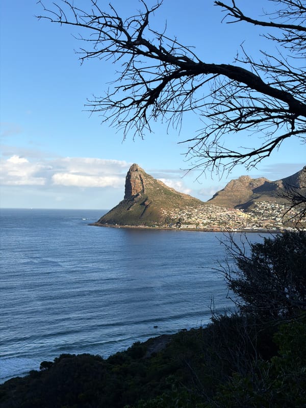 Daytime coastal panorama photographed at Hout Bay, South Africa