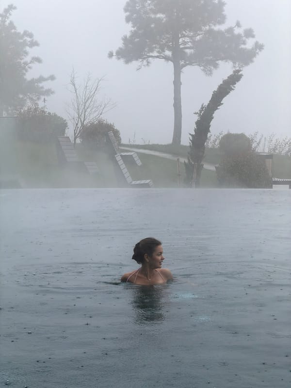 Spa and fitness facility experience captured in foggy Tbilisi