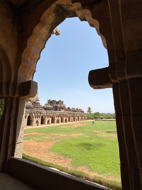 Historic Kamalapura temple complex and stables documented by witnesses