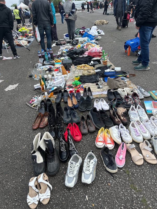 Early morning flea market operates on Sofia street
