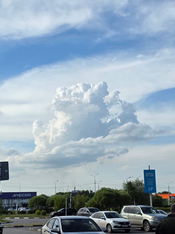 Sunny morning at a parking lot in Omsk, Russia