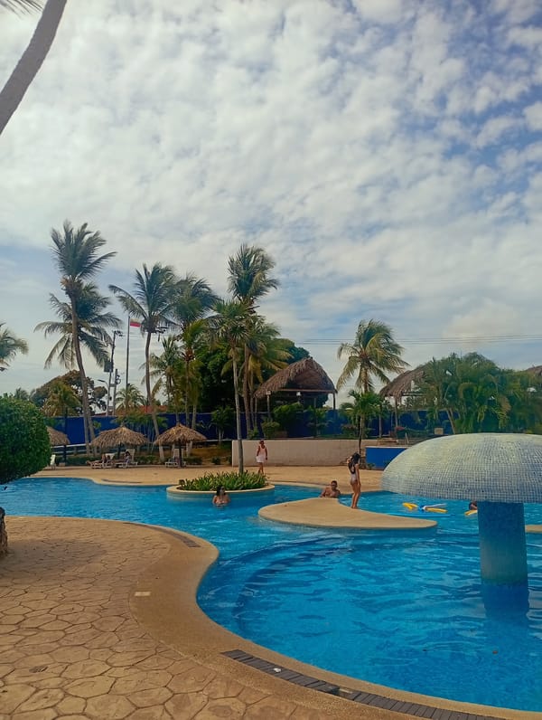Families enjoy typical beach day at Venezuela resort