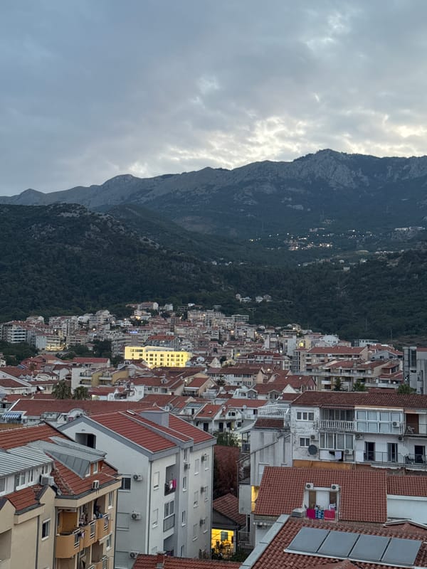 Budva, Montenegro from above — day and night perspectives