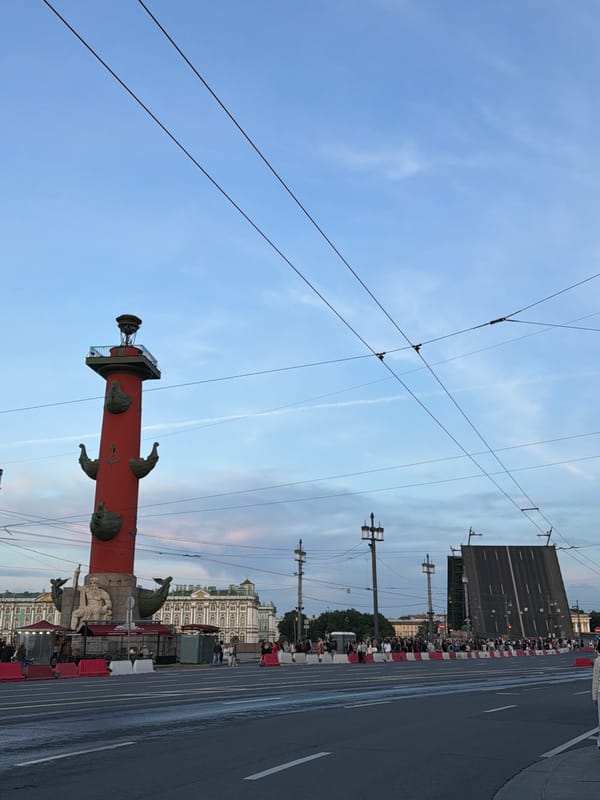 Evening gathering near Saint Petersburg landmarks draws motorcycle enthusiasts