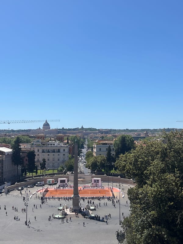 Sunny day recreation captured in Rome city square