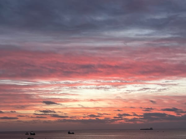Sunset evening on the Arica coastline, Chile