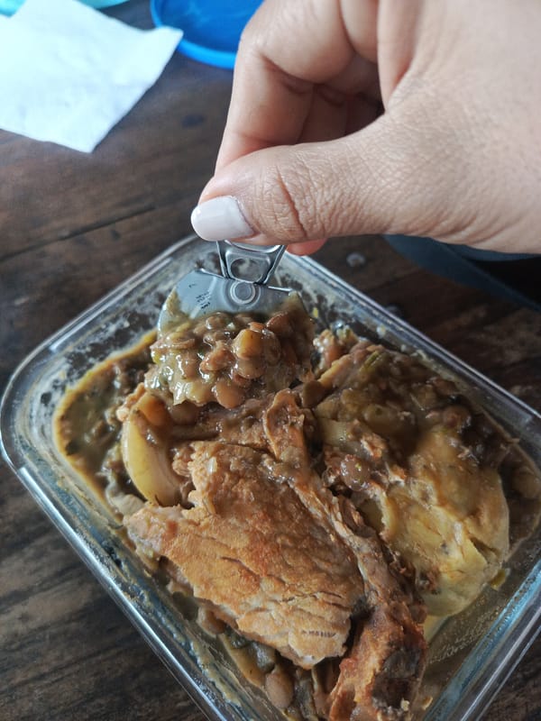 Homemade lentil meal consumed in Guayaquil