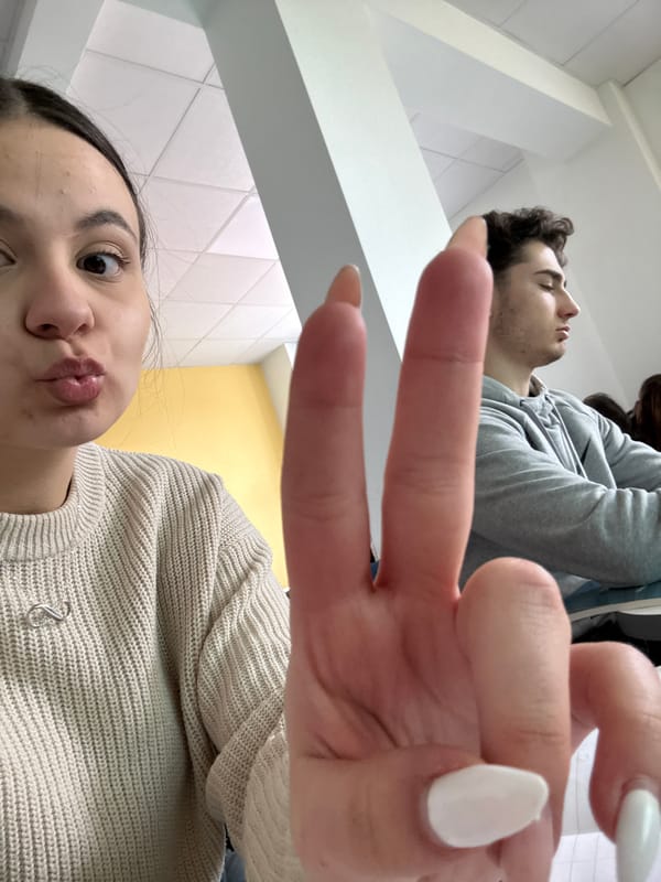 Students take selfies during science class in Bulgaria