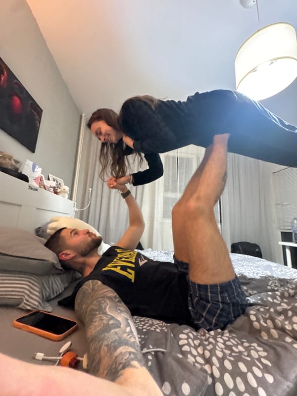 Couple documents personal moments around Sofia during evening hours