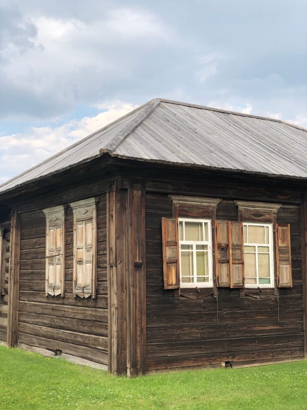 Inside and outside Shushenskoye's historic log village museum