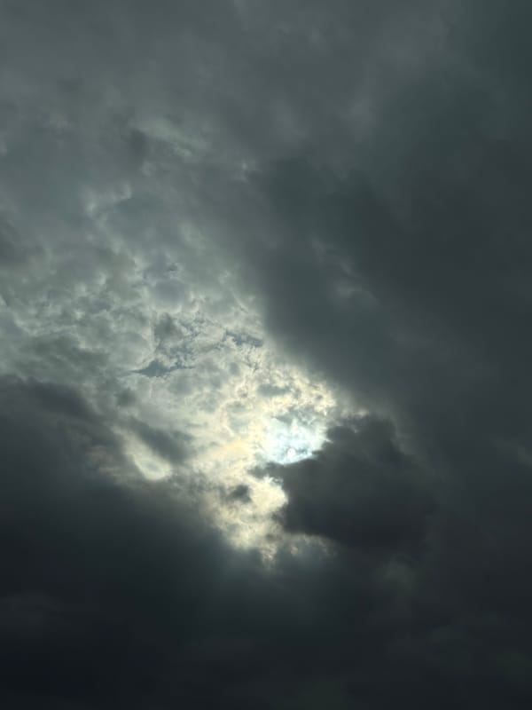 Sunlight breaks through stormy clouds over Burgas, Bulgaria
