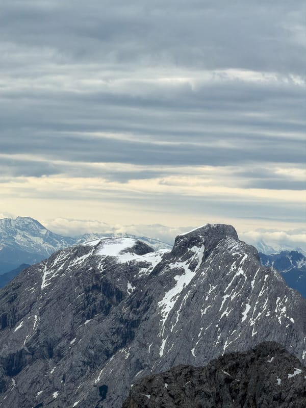 Alpine landscape photographed under cloudy skies near Garmisch-Partenkirchen