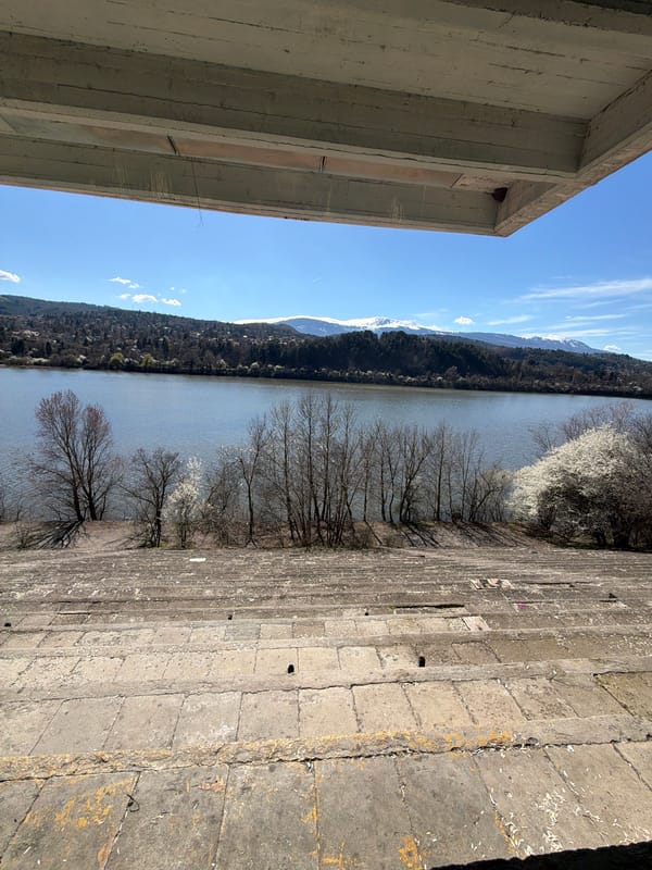 Lake Pancharevo landscape photographed from bridge in Bulgaria