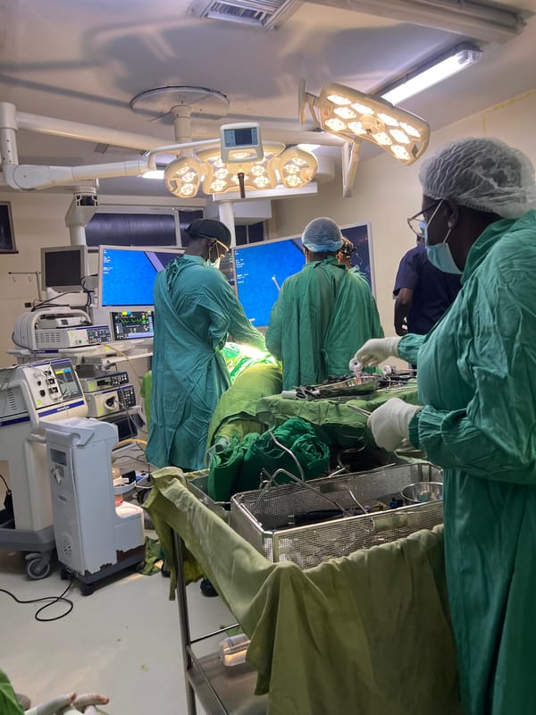 Medical staff documented during surgery, break time in Nairobi