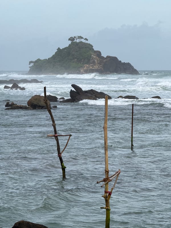 Fishing village life along the rocky Sri Lankan coast