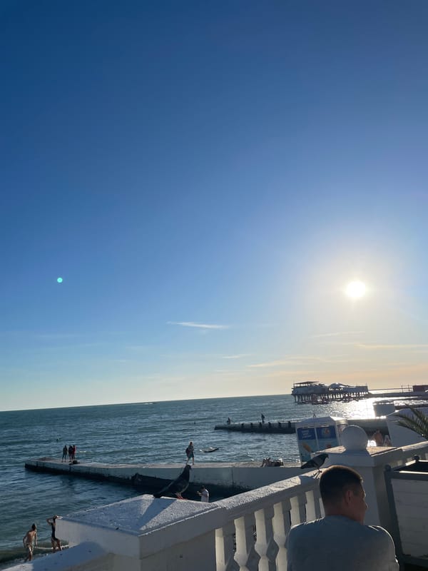 Sochi seafront: violin, fountains, and a sunny Black Sea afternoon