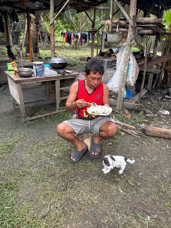 Traditional Filipino birthday celebration with communal outdoor feast in Carmen
