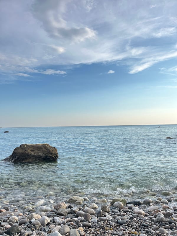 Lazy afternoon on a pebble beach in Bar, Montenegro