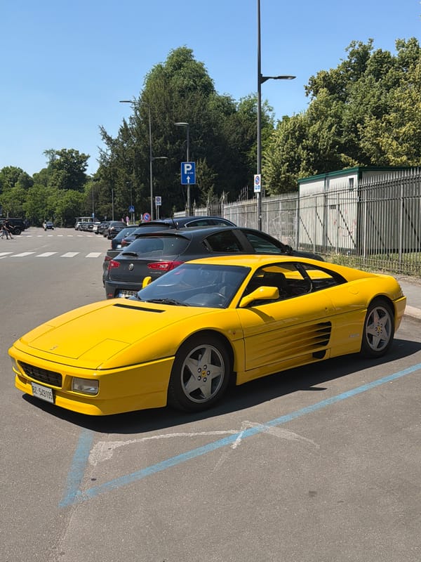 Yellow Ferrari spotted parked in Milan street