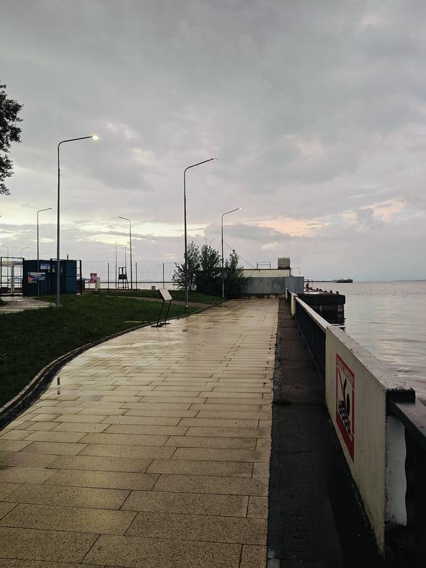 Quiet evening stroll along Chaikovsky's Kama River promenade